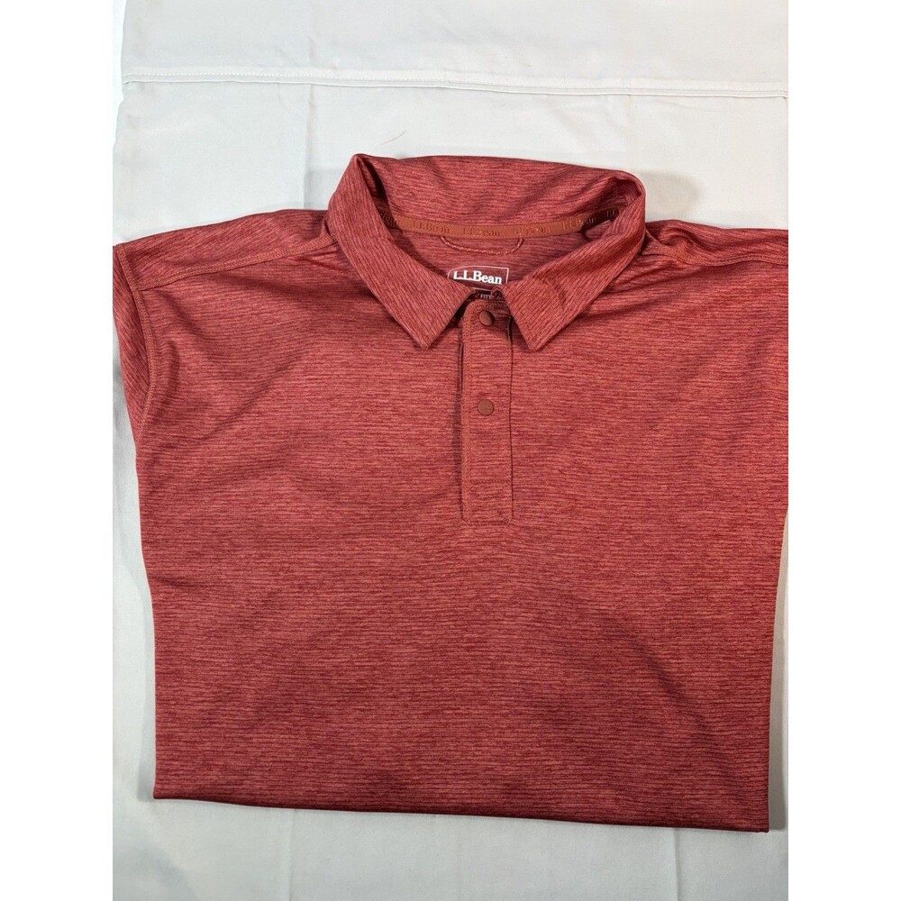 L.L. Bean Men XXL Regular Polo Shirt Short Sleeve Burnt Orange 100 Polyester EUC